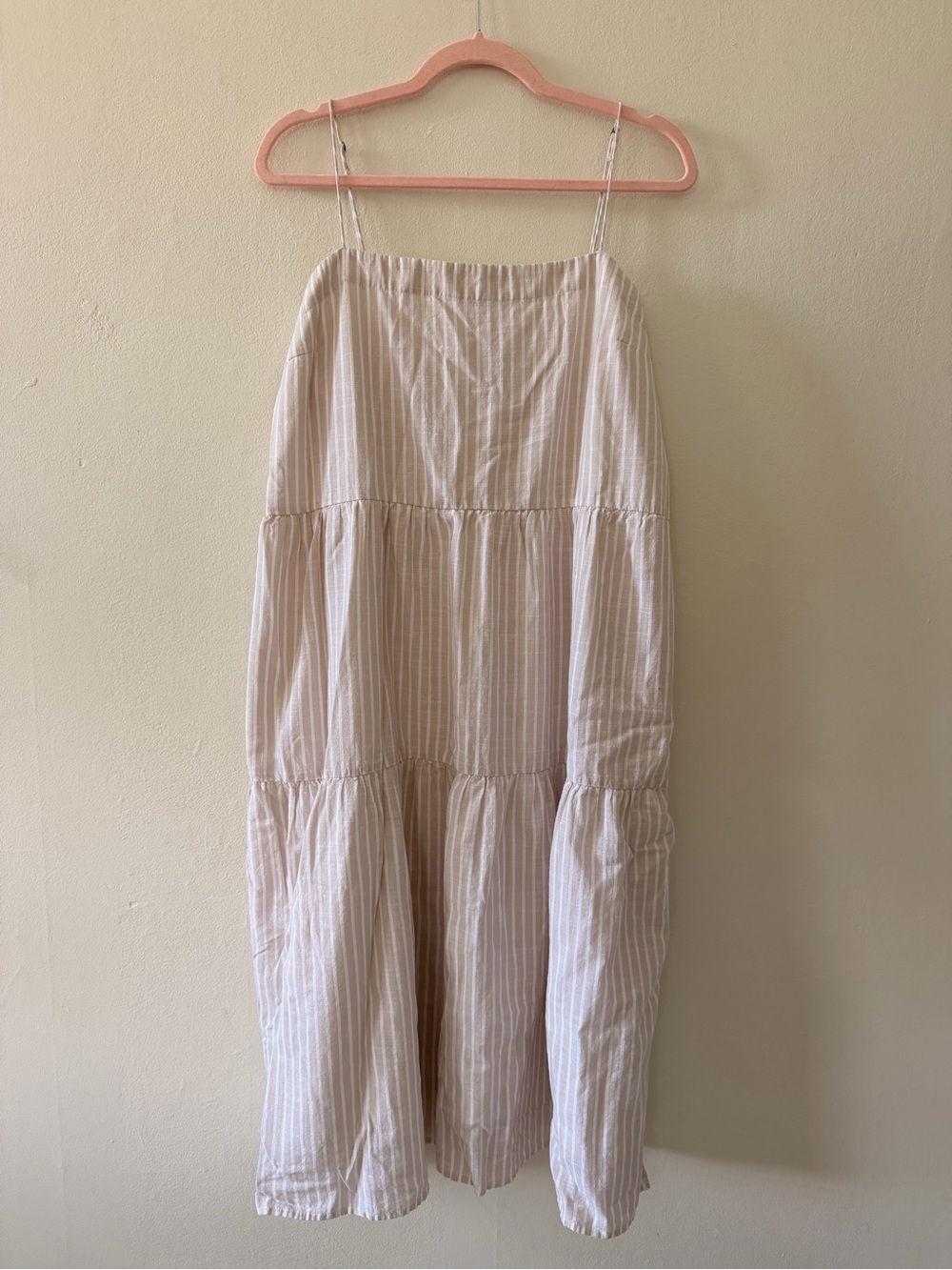 Abercrombie & Fitch Cream Striped Midi Dress